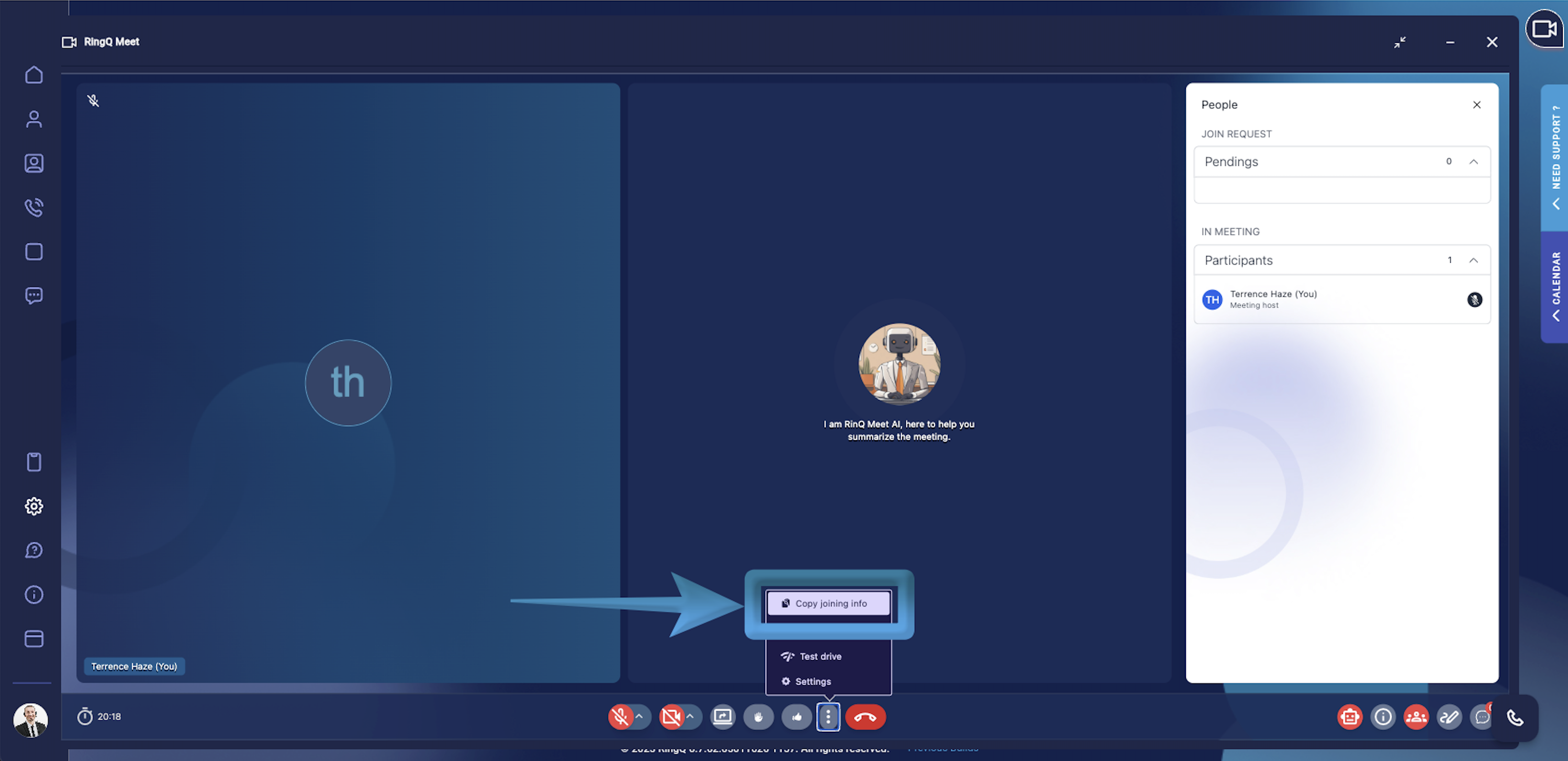 Locate your RingQ Meet meeting ID.